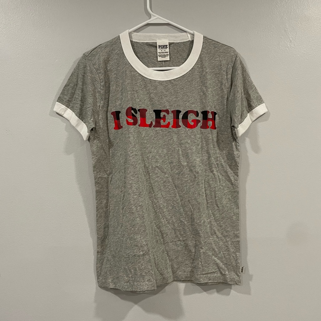 Victoria’s Secret Pink I Sleigh Short Sleeve Shirt Medium M